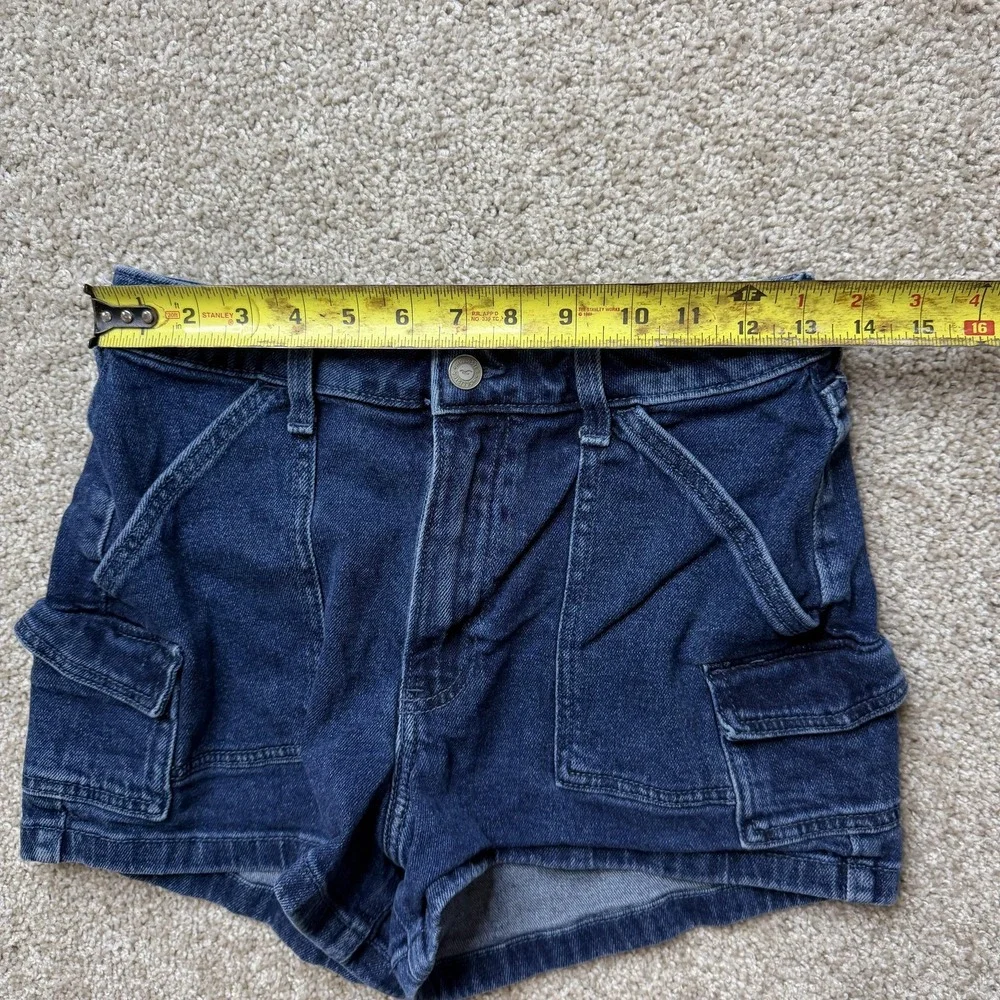 Hollister Shorts Womens 7 28W Blue Denim Ultra High Rise Mom Cargo Stretch